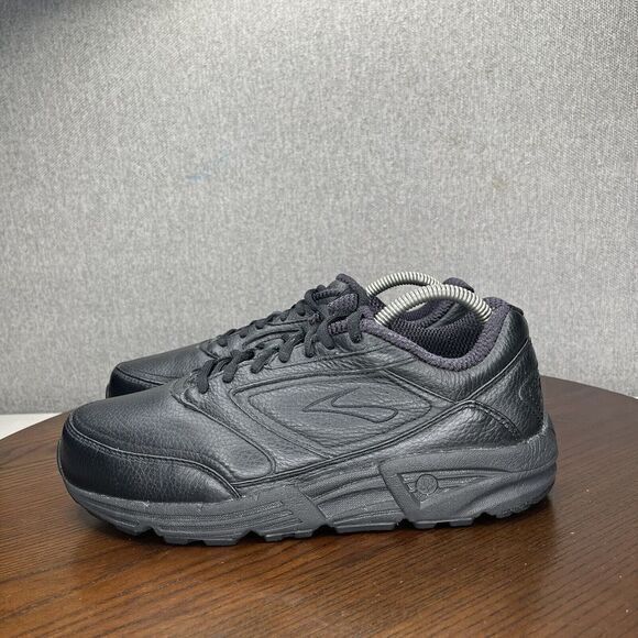 Brooks 7 Addiction Walker Shoes Women's 9.5 D Black Leather Sneaker‎ 1200321D001